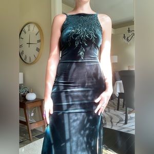 Vintage 90s Status Collection Green Velvet Gown